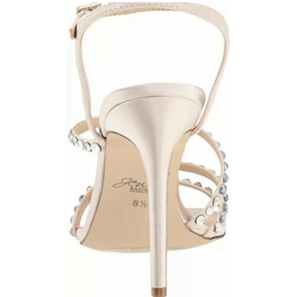 Jewel Badgley Mischka Marimba Crystal Strap Sandal Heels Satin Size 7.5 Bling - Picture 10 of 13